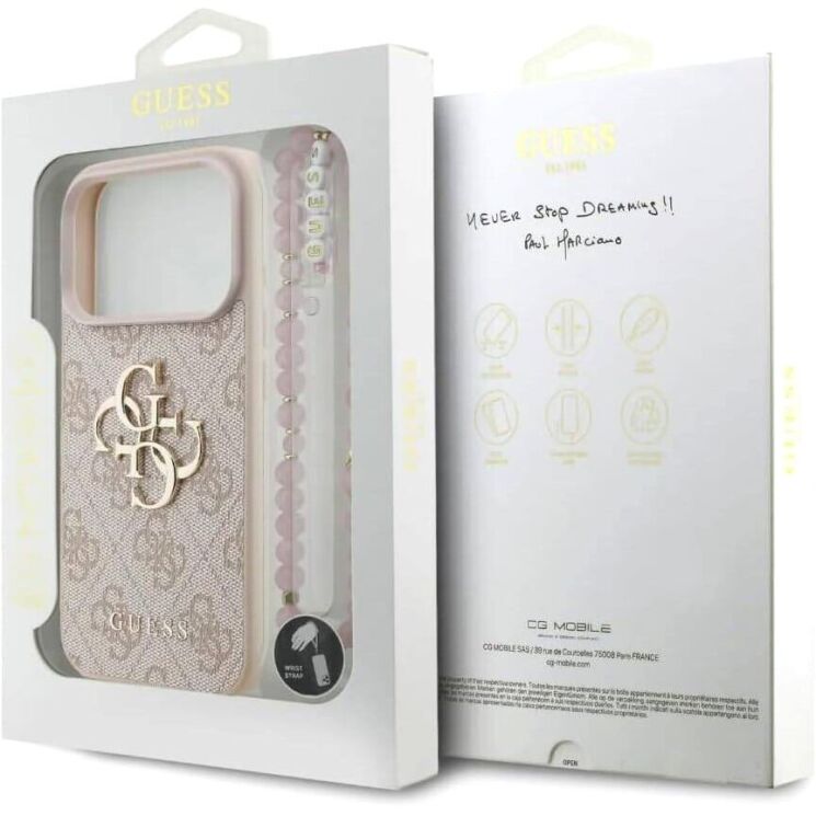 Чехол с ремешком Guess 4G Strap 4G Classic Logo для iPhone 17 Pro (GUHCP17LP4GMGSP) - Pink: фото 8 из 9