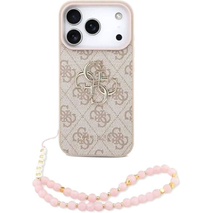 Чехол с ремешком Guess 4G Strap 4G Classic Logo для iPhone 17 Pro (GUHCP17LP4GMGSP) - Pink: фото 1 из 9