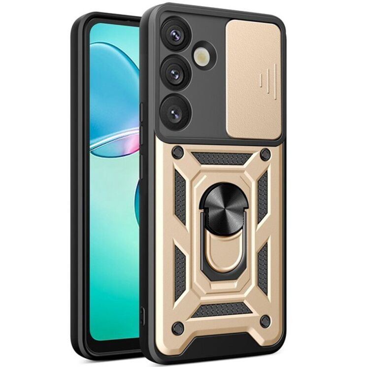 Чехол с защитой камеры Deexe Armor Shield для Samsung Galaxy S26 Plus - Gold: фото 1 из 9