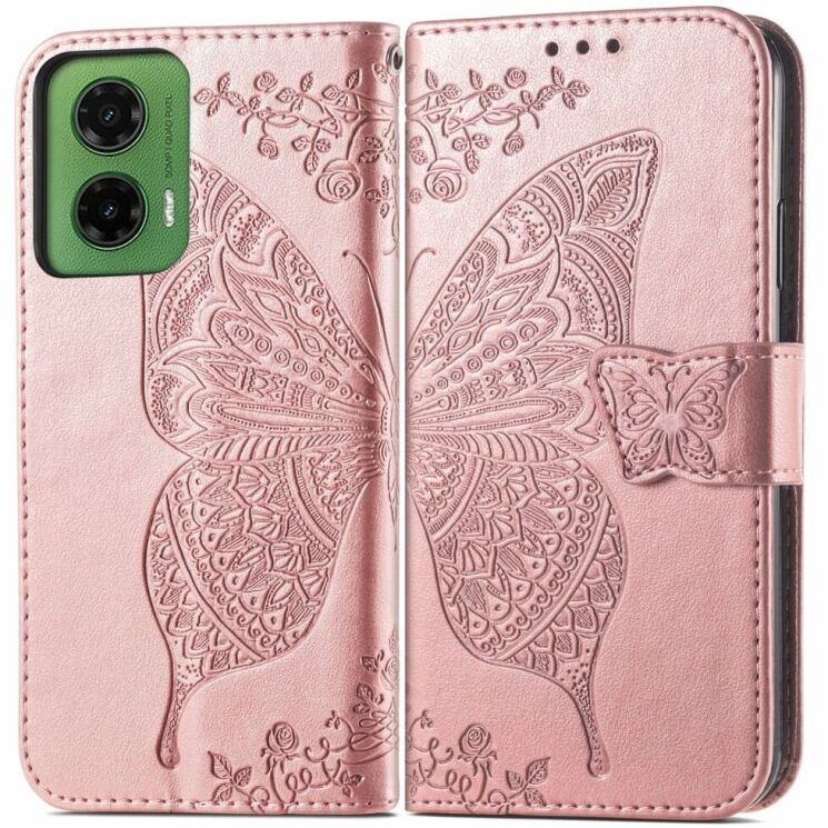 Чехол UniCase Butterfly Pattern для Motorola Moto G35 - Rose Gold: фото 1 из 7