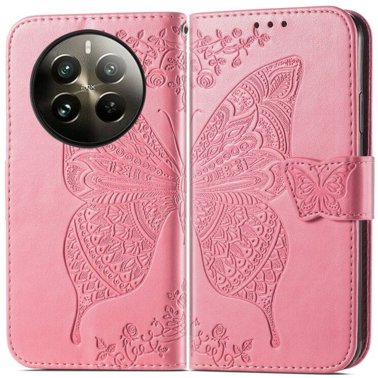 Чехол UniCase Butterfly Pattern для Realme 12 / 12 Plus - Pink: фото 1 из 8