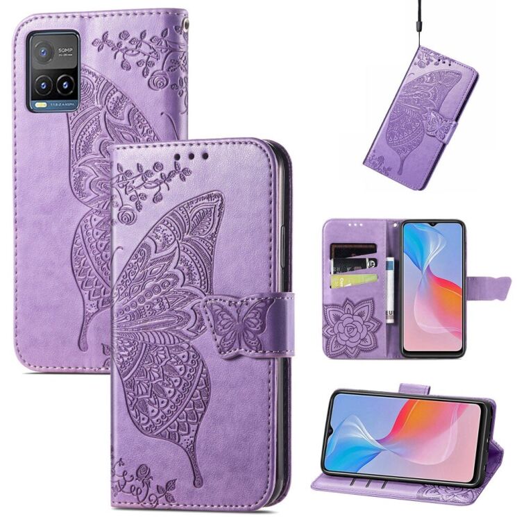 Чехол UniCase Butterfly Pattern для VIVO Y33s / Y21 / Y21s - Light Purple: фото 4 из 10