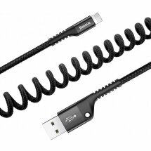 Дата-кабель Baseus Double Spring USB to Lightning (2A, 1m) - Black: фото 1 из 10