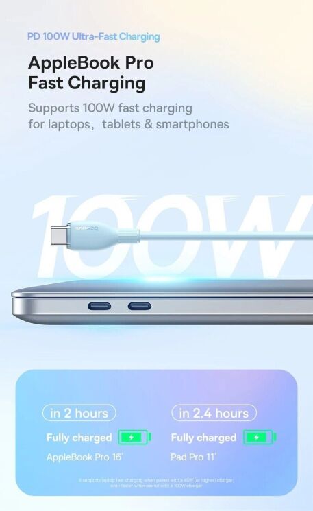 Кабель Baseus Pudding Series Type-C to Type-C (100W, 1.2m) P10355702111-00 - Black: фото 7 з 26