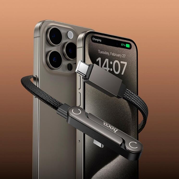 Кабель Hoco U150 Type-C to Type-C 60W (3A, 1.2m) - Black: фото 8 из 9