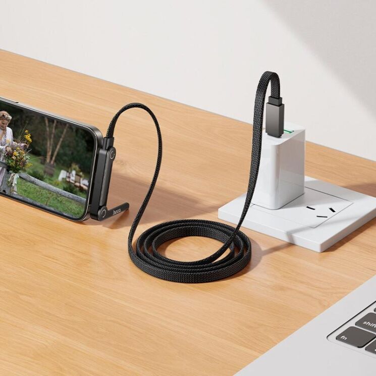 Кабель Hoco U150 Type-C to Type-C 60W (3A, 1.2m) - Black: фото 9 из 9