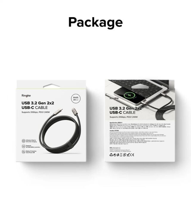 Кабель Ringke RCC-20G10 Type-C to Type-C 240W (5A, 2m) 8809961785078 - Black (896546B) Кабель Ringke RCC-20G10 Type-C to Type-C 240W (5A, 2m) 8809961785078 - Black: фото 19 из 21