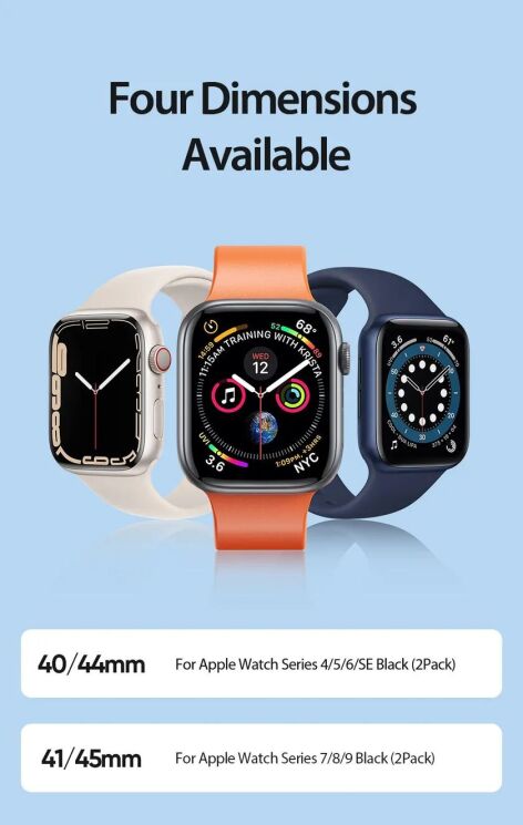 Комплект защитных пленок DUX DUCIS 3D Curved Screen для Apple Watch 45 mm (7 / 8 / 9 Series) - Black: фото 15 из 19