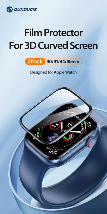 Комплект защитных пленок DUX DUCIS 3D Curved Screen для Apple Watch 45 mm (7 / 8 / 9 Series) - Black: фото 5 из 19