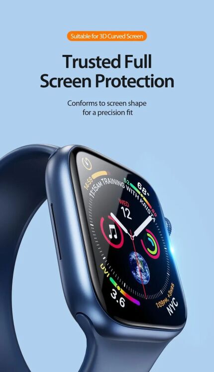 Комплект защитных пленок DUX DUCIS 3D Curved Screen для Apple Watch 45 mm (7 / 8 / 9 Series) - Black: фото 7 из 19