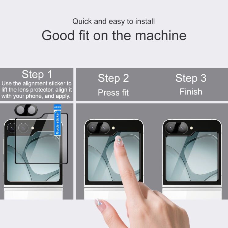 Комплект захисних стекол (на екран і камеру) Imak Protector Set для Samsung Galaxy Flip 7 FE - Black: фото 4 з 7
