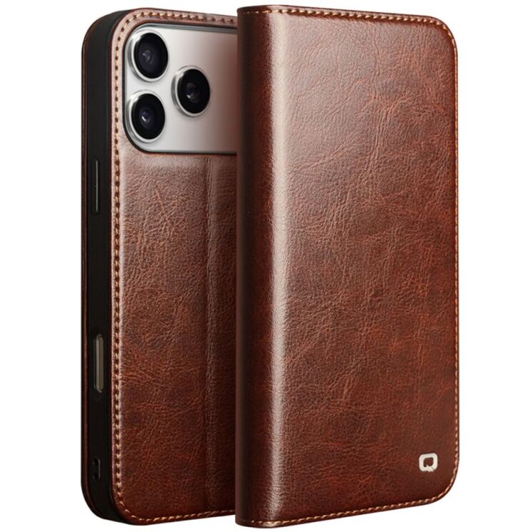 Кожаный чехол QIALINO Classic Case для Apple iPhone 17 Pro - Brown: фото 1 из 13