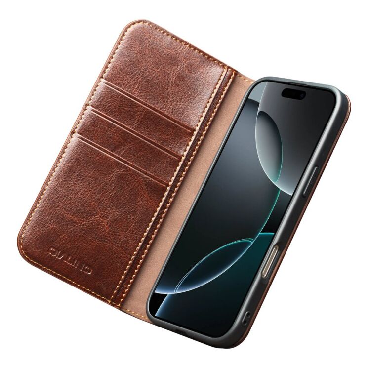 Кожаный чехол QIALINO Classic Case для Apple iPhone 17 Pro - Brown: фото 2 из 13