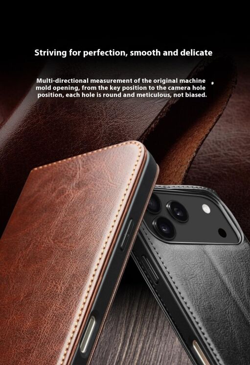 Кожаный чехол QIALINO Classic Case для Apple iPhone 17 Pro - Brown: фото 13 из 13