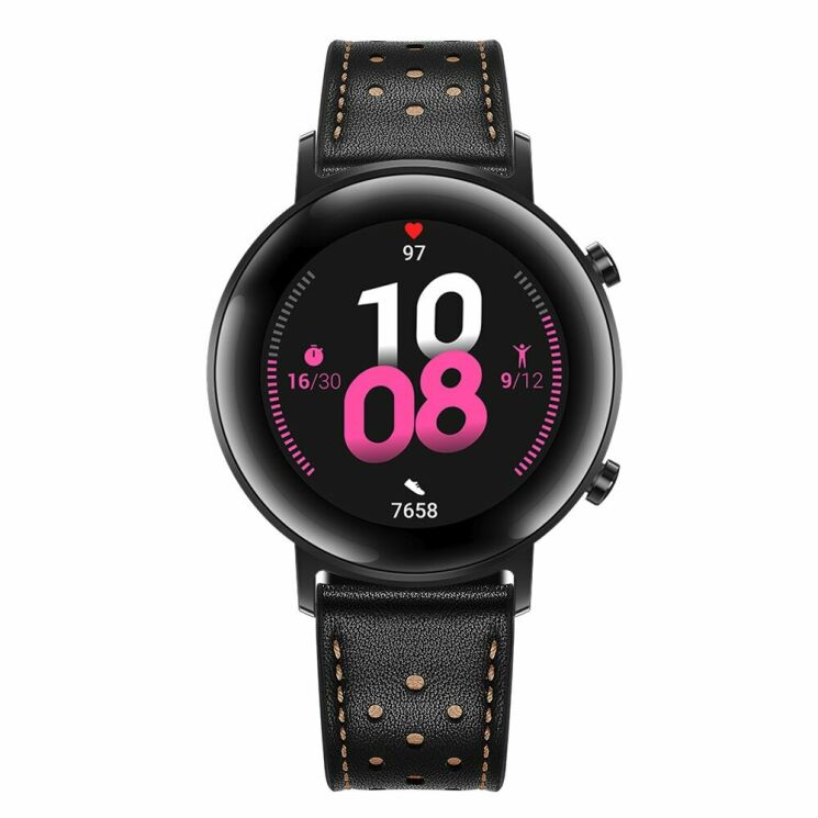 Кожаный ремешок Deexe Classic для Huawei Watch GT2 42mm - Black: фото 4 из 10