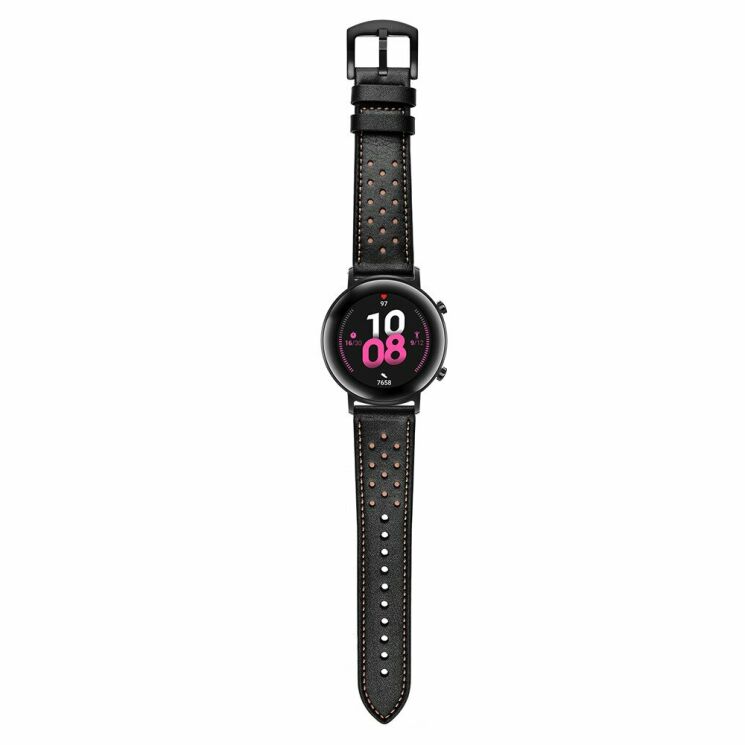 Кожаный ремешок Deexe Classic для Huawei Watch GT2 42mm - Black: фото 9 из 10