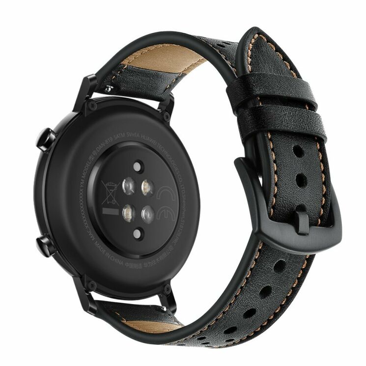 Кожаный ремешок Deexe Classic для Huawei Watch GT2 42mm - Black: фото 2 из 10