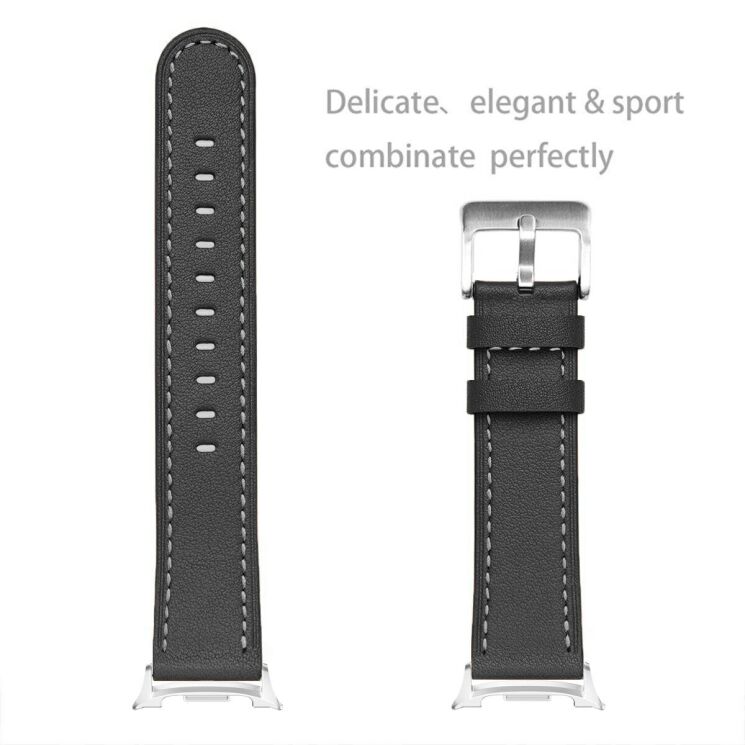 Кожаный ремешок Deexe Genuine Leather для Samsung Galaxy Watch 8 (40/44mm) / 8 Classic - Black: фото 2 из 5
