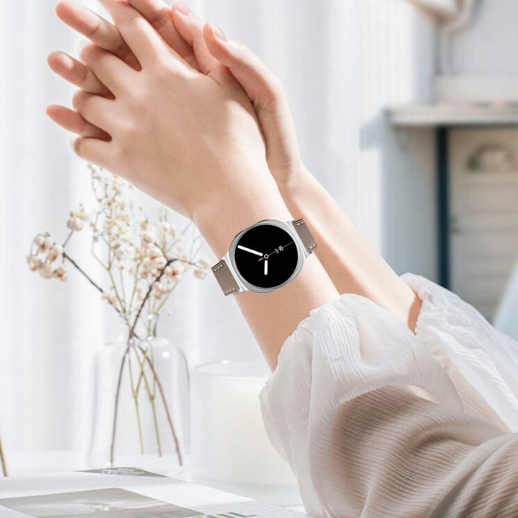 Кожаный ремешок Deexe Genuine Leather для Samsung Galaxy Watch 8 (40/44mm) / 8 Classic - Black: фото 4 из 5