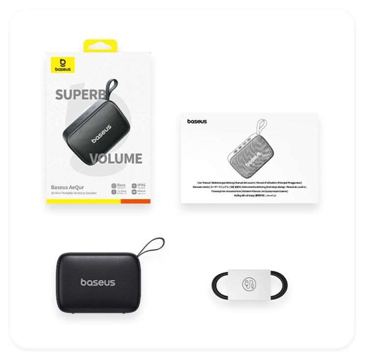 Портативная акустика Baseus OS AeQur 30 Mini (A20077900123-00) - Cosmic Black: фото 22 из 23
