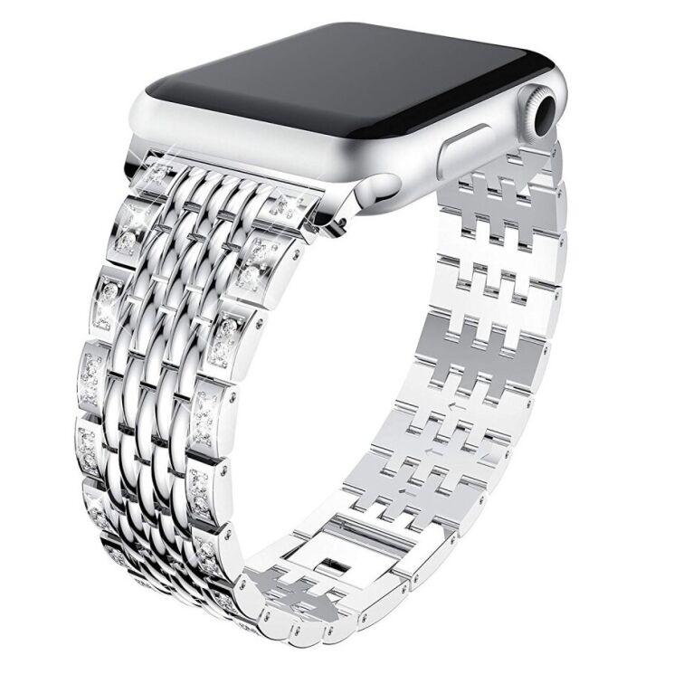 Ремінець Deexe Diamond для Apple Watch 42 (Series 10) / 41 / 40 / SE 40 / 38 - Silver: фото 2 з 5