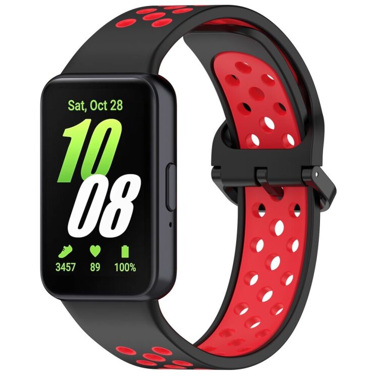 Ремешок Deexe Dot Color для Samsung Galaxy Fit 3 - Black / Red: фото 1 из 7
