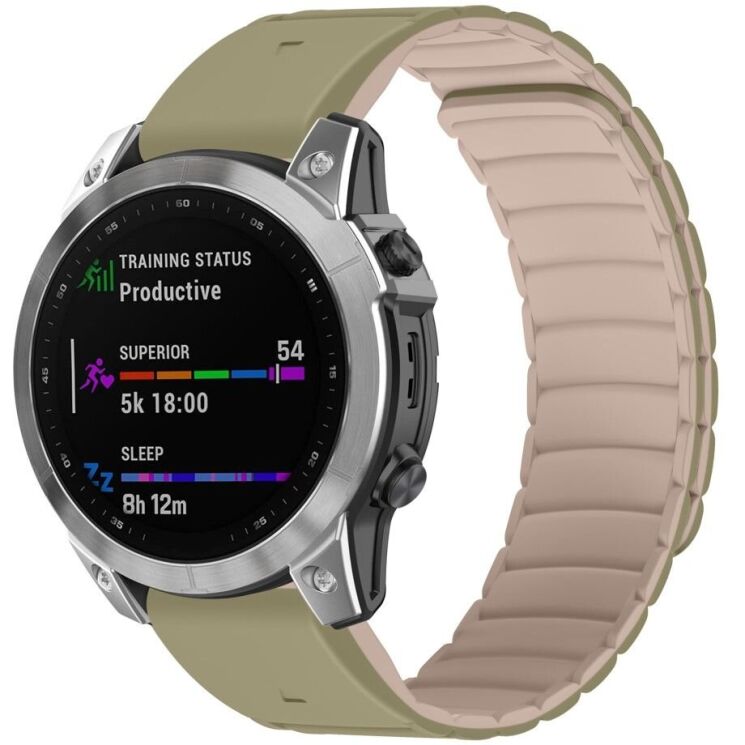 Ремешок Deexe Magnetic Band для часов Garmin c креплением Quick Fit 22mm - Light Brown: фото 3 из 4