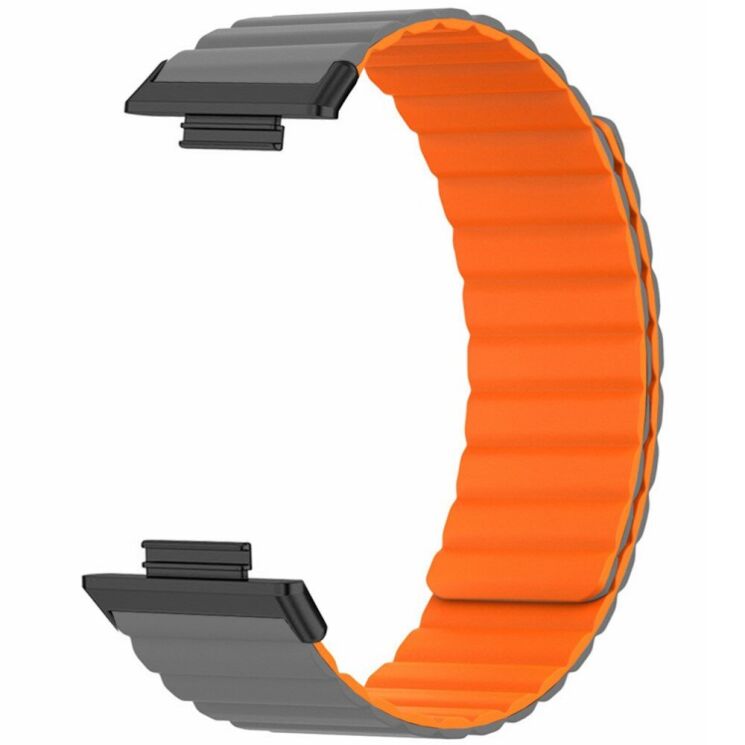 Ремешок Deexe Magnetic Band для Huawei Watch Fit 3 - Grey / Orange: фото 3 из 3
