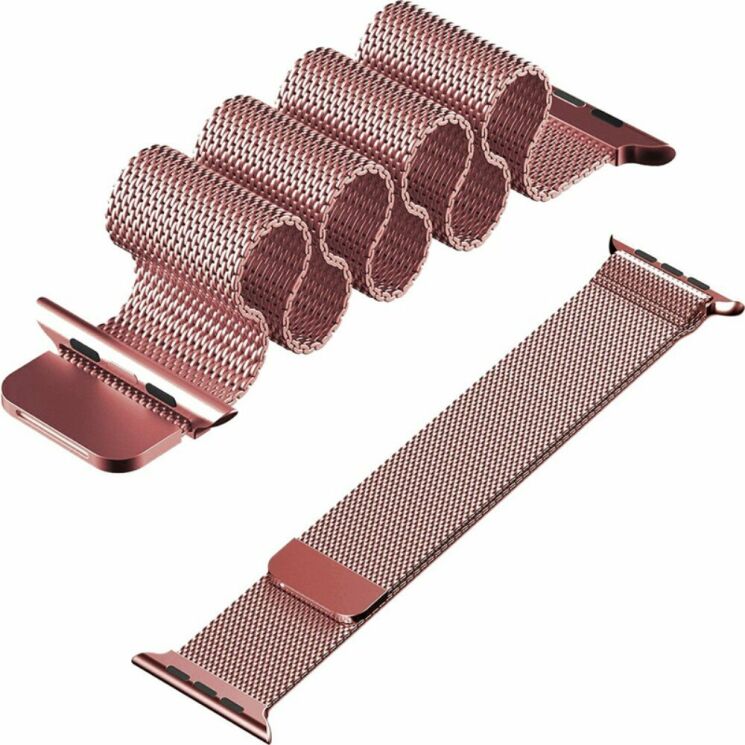 Ремешок Deexe Milanese Stainless Steel для Apple Watch 46 / 45 / 44 / SE 44 / 42 (Series 1-3) / Ultra / Ultra 2 - Pink: фото 5 из 12