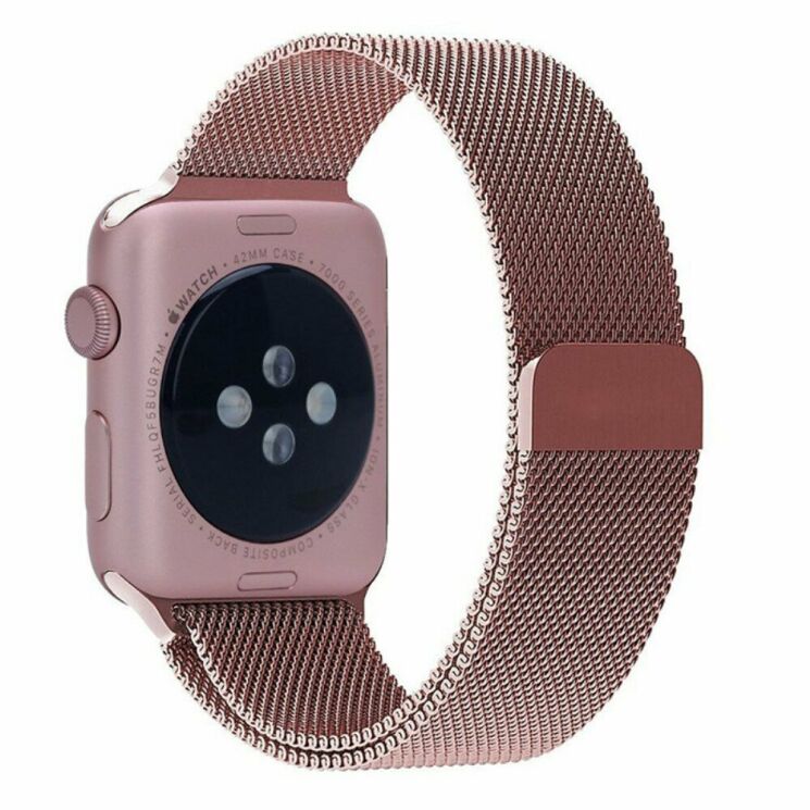 Ремешок Deexe Milanese Stainless Steel для Apple Watch 46 / 45 / 44 / SE 44 / 42 (Series 1-3) / Ultra / Ultra 2 - Pink: фото 2 из 12