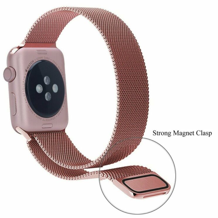 Ремешок Deexe Milanese Stainless Steel для Apple Watch 46 / 45 / 44 / SE 44 / 42 (Series 1-3) / Ultra / Ultra 2 - Pink: фото 6 из 12