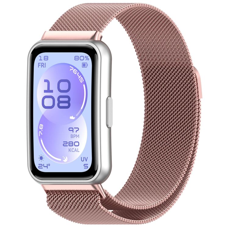 Ремешок Deexe Milanese Stainless Steel для Huawei Band 11 Pro / Band 11 - Rose Pink (410601RP) Ремешок Deexe Milanese Stainless Steel для Huawei Band 11 Pro / Band 11 - Rose Pink: фото 2 из 5