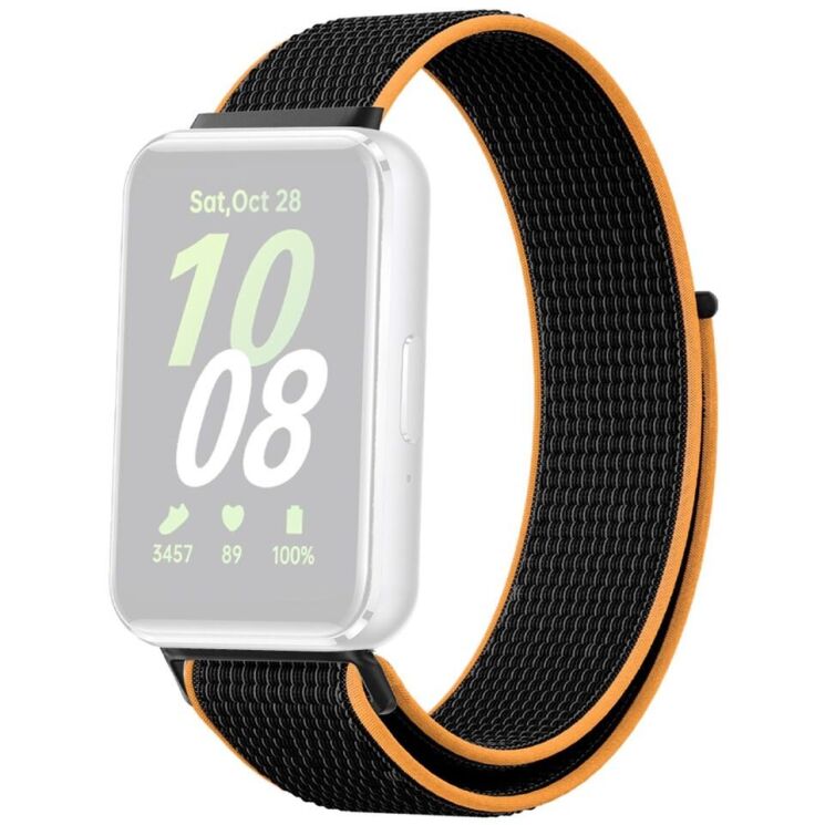 Ремінець Deexe Nylon Loop для Samsung Galaxy Fit 3 - Black / Orange: фото 1 з 3