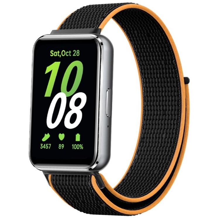 Ремінець Deexe Nylon Loop для Samsung Galaxy Fit 3 - Black / Orange: фото 2 з 3