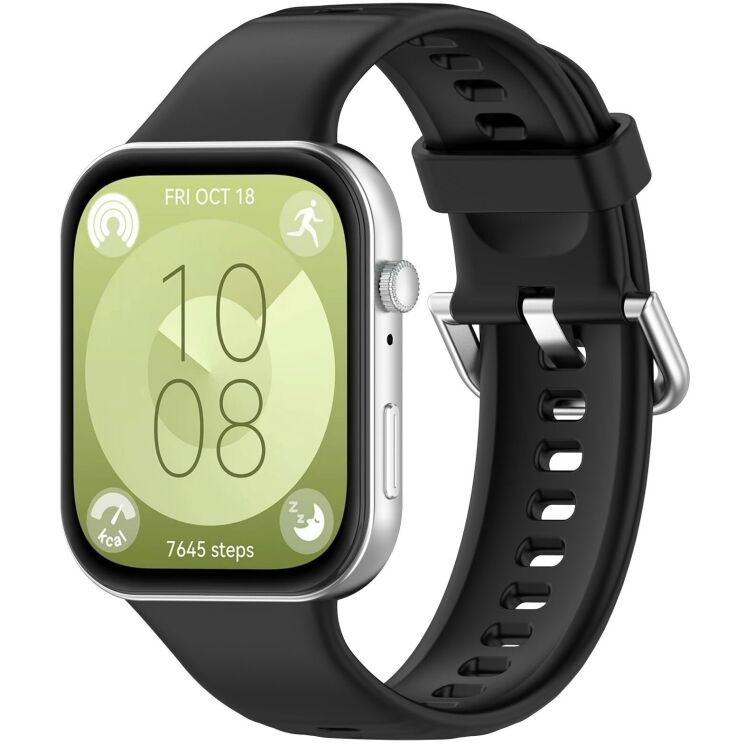 Ремінець Deexe Silicone Band для Huawei Watch Fit 3 / Fit 4 / Fit 4 Pro - Black: фото 2 з 10
