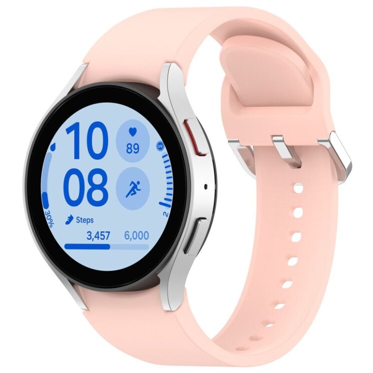 Ремешок Deexe Silicone Band для Samsung Galaxy Watch 4 / 4 Classic / 5 / 5 Pro / 6 / 6 Classic / 7 / FE - Light Pink: фото 2 из 8