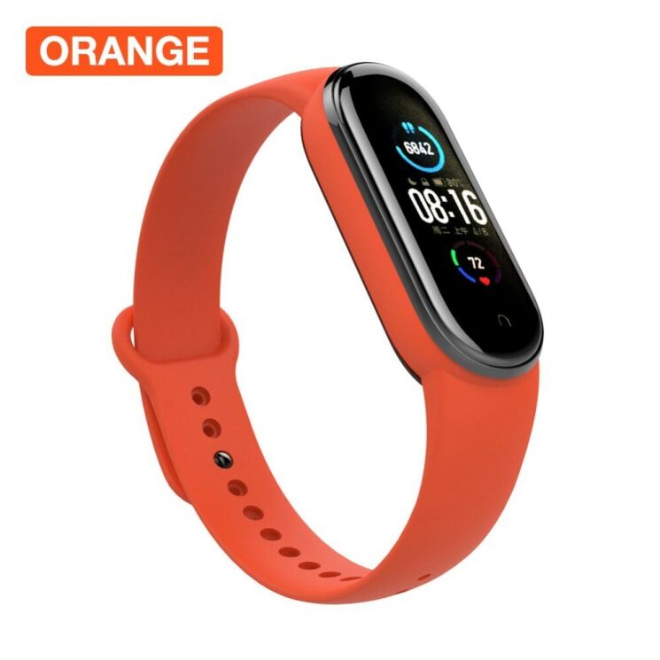Ремешок Deexe Silicone Wrist для Xiaomi Mi Band 5 / Mi Band 6 / Mi Band 7 - Orange: фото 1 из 11