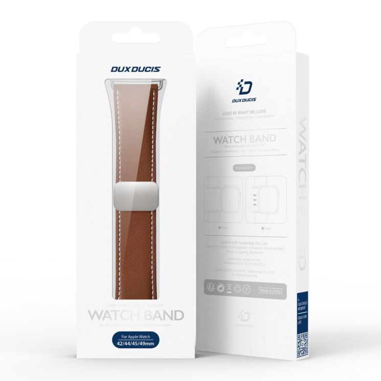 Ремінець DUX DUCIS YA Series для Apple Watch 46 / 45 / 44 / SE 44 / 42 (Series 1-3) / Ultra / Ultra 2 - Brown: фото 4 з 12