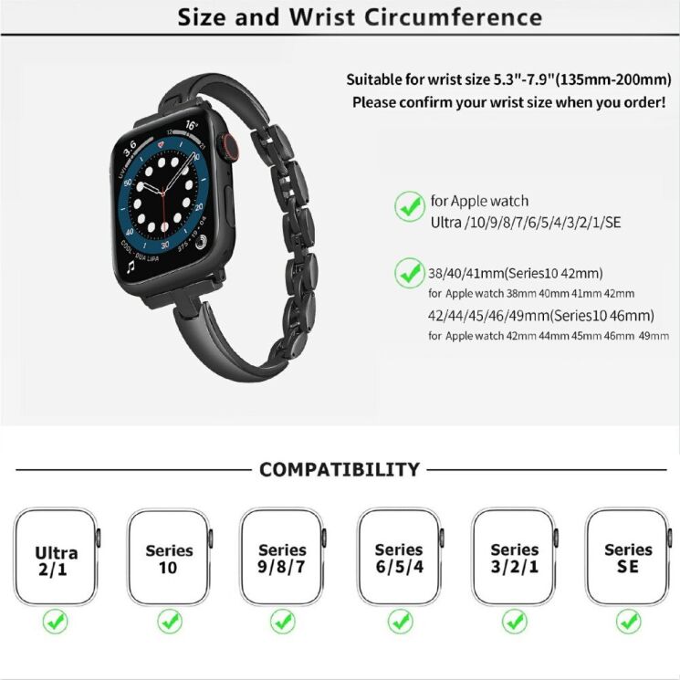 Ремешок KALEBOL Glam Strap для Apple Watch 46 / 45 / 44 / SE 44 / 42 (Series 1-3) / Ultra / Ultra 2 - Gold: фото 6 из 6