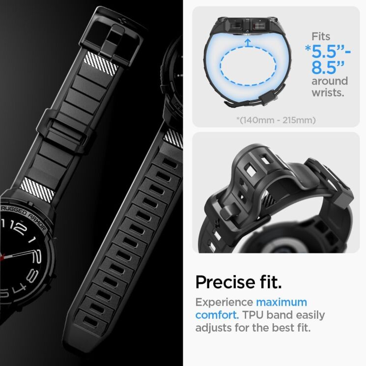 Ремінець з чохолом Spigen (SGP) Rugged Armor Pro (FW) для Samsung Galaxy Watch 6 Classic (47mm) ACS06488 - Black: фото 17 з 20