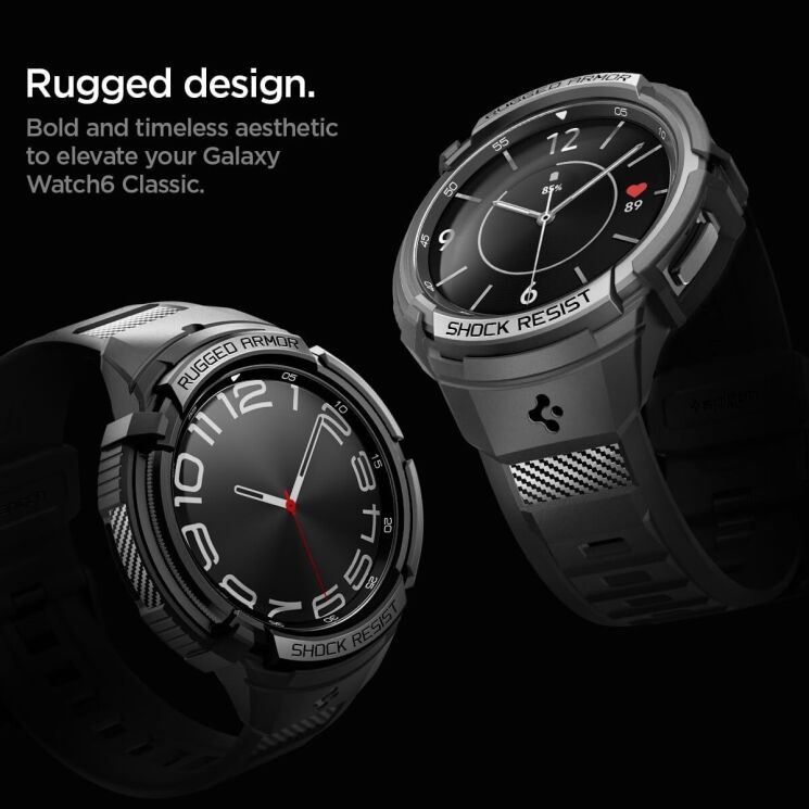 Ремінець з чохолом Spigen (SGP) Rugged Armor Pro (FW) для Samsung Galaxy Watch 6 Classic (47mm) ACS06488 - Black: фото 20 з 20