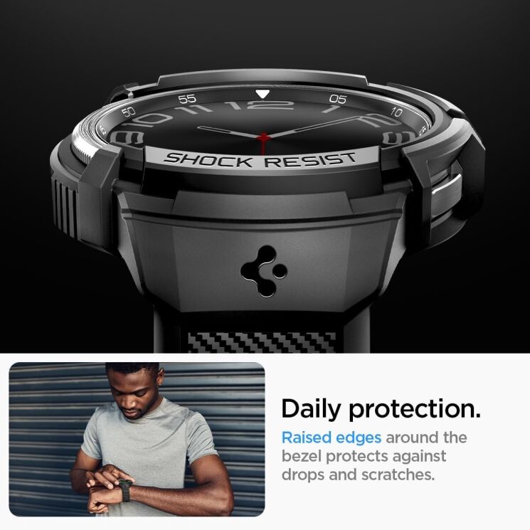 Ремінець з чохолом Spigen (SGP) Rugged Armor Pro (FW) для Samsung Galaxy Watch 6 Classic (47mm) ACS06488 - Black: фото 16 з 20