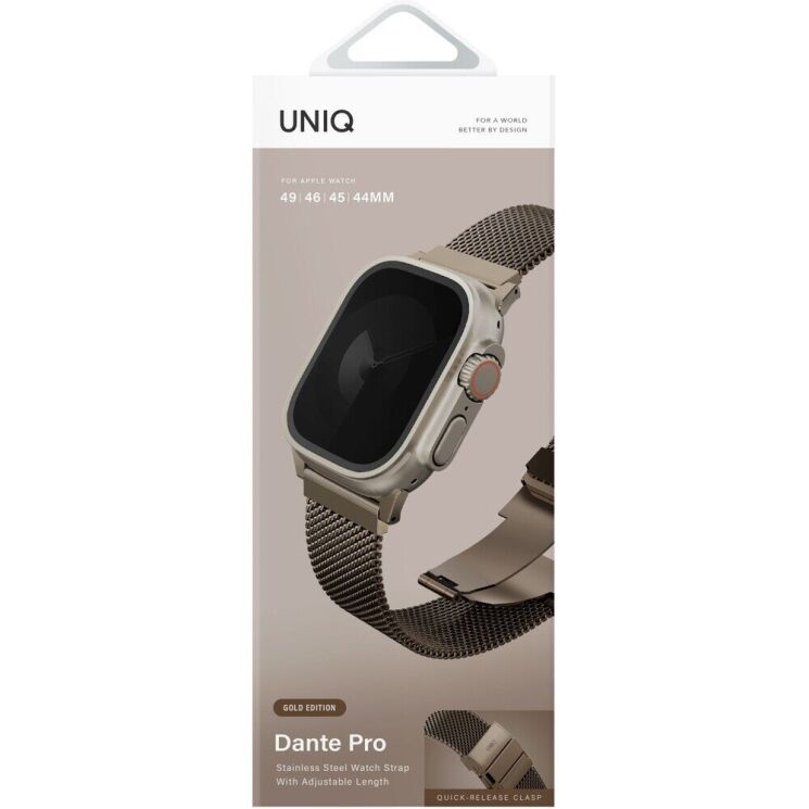 Ремінець UNIQ Dante Pro для Apple Watch 46 / 44 / SE 44 / 45 / Ultra / Ultra 2 (49mm) - Gold: фото 3 з 3