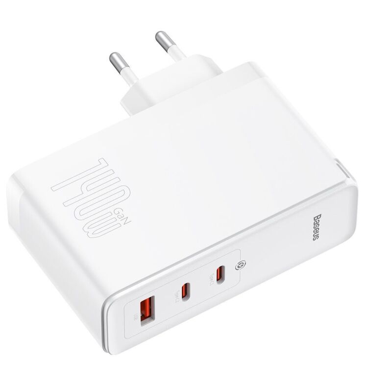 Сетевое зарядное устройство Baseus GaN5 Pro Fast Charger 2C+U (140W) + кабель Type-C to Type-C (240W, 1m) CCGP100202 - White: фото 3 из 35