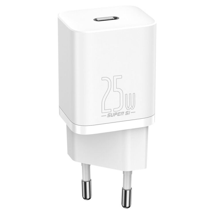 Мережевий зарядний пристрій Baseus Super Si Quick Charger (25W) + кабель Type-C to Type-C (3A, 1m) TZCCSUP-L — White: фото 2 з 15