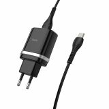 Мережевий зарядний пристрій Hoco C12Q Smart QC3.0 (3A) + кабель MicroUSB - Black (141641B)