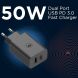 Сетевое зарядное устройство Motorola TurboPower 50W Duo + кабель Type-C to Type-C (SJMC502) - Black (346171B). Фото 8 из 13