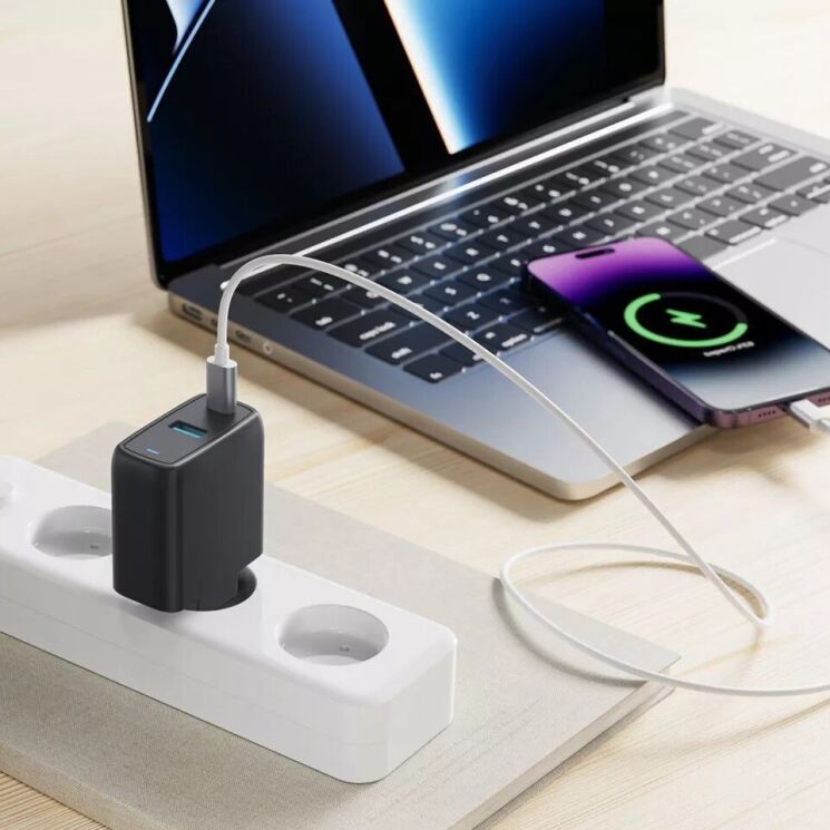 Сетевое зарядное устройство Proove Silicone PoWer 45W (Type-C + USB) - Black: фото 6 из 6