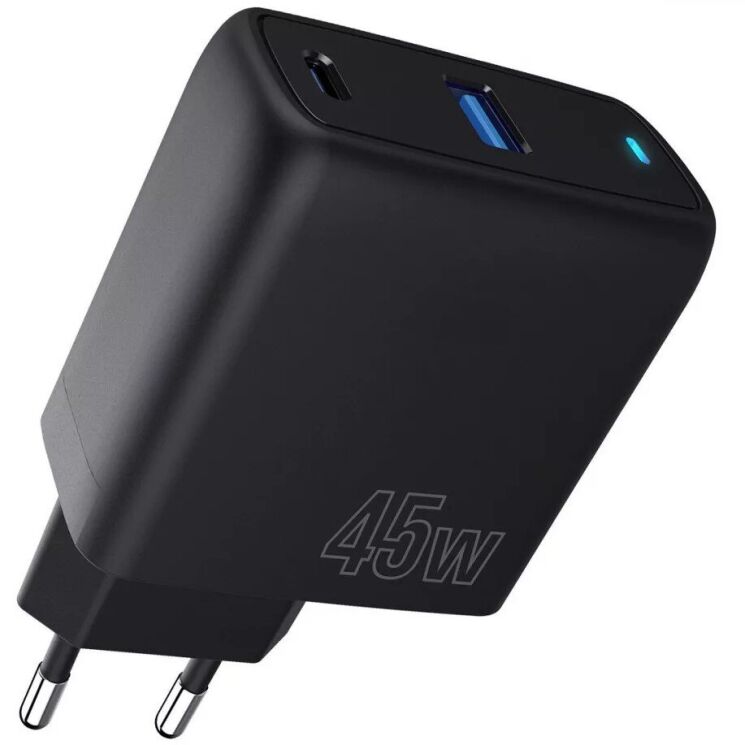Сетевое зарядное устройство Proove Silicone PoWer 45W (Type-C + USB) - Black: фото 1 из 6