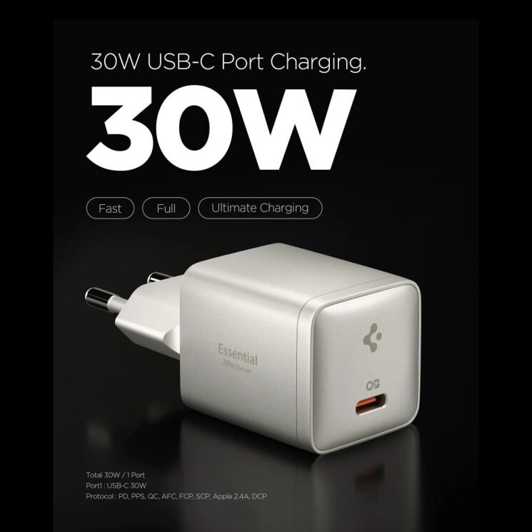Сетевое зарядное устройство Spigen EE301EU GaN 30W (Type-C) ACH10447 - Gunmetal: фото 2 из 7